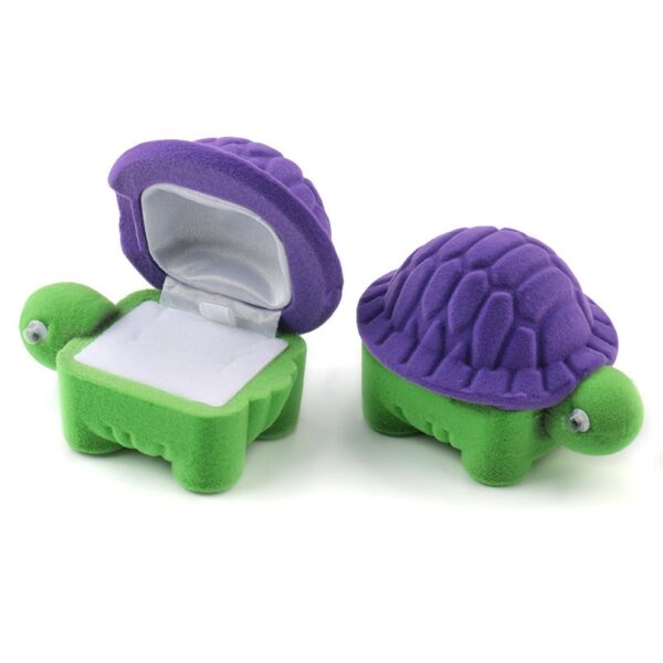 2 Pieces Lovely Velvet Tortoise Gift Box Jewelry Case 4