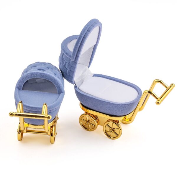 1 Piece Lovely Baby Carriage Velvet Jewelry Box Wedding Ring Gift Box 3