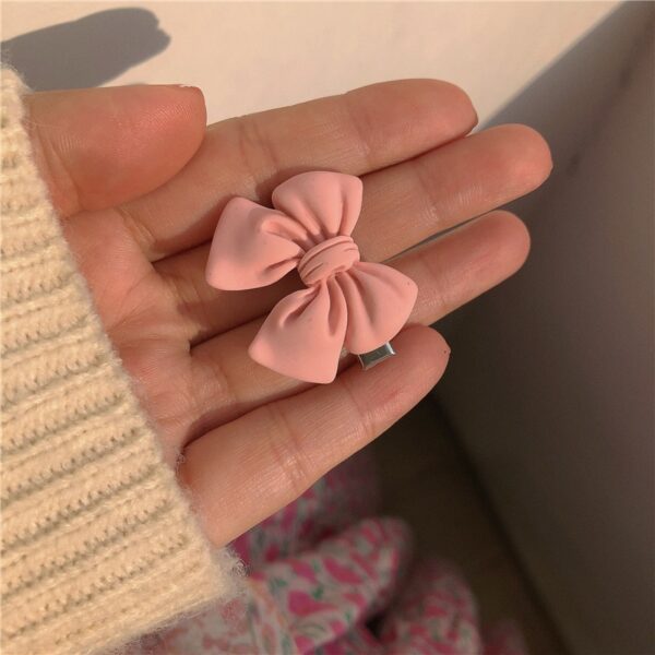 New Small Bow Hairpins Cute Peach Rose Hair Clips 4