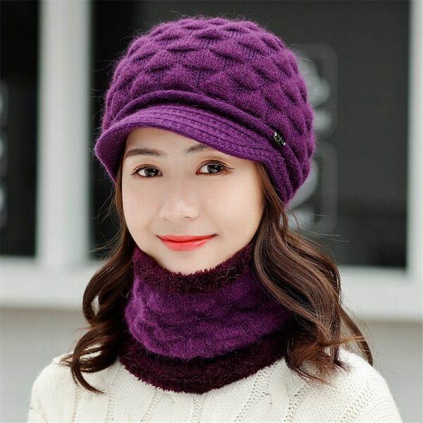 Autumn Winter Beanies Warm Wool Siamese Bib Hat 5