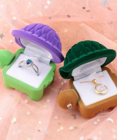 2 Pieces Lovely Velvet Tortoise Gift Boxes Jewelry Case