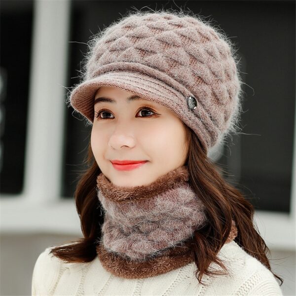 Autumn Winter Beanies Warm Wool Siamese Bib Hat 2