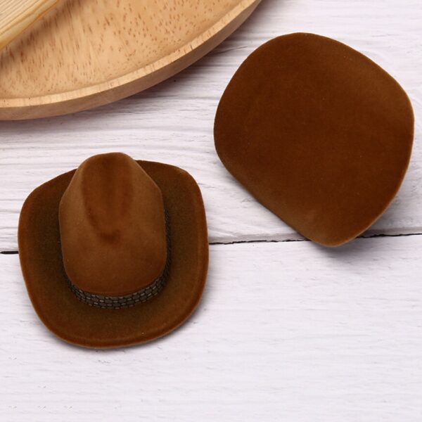Creative Cowboy Hat Shape Ring Box Velvet Jewelry Display Box 5