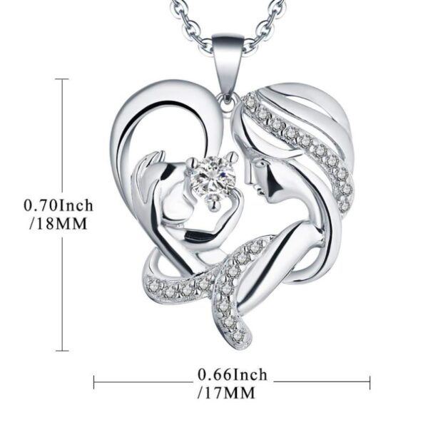 Mother's Day Heart Shaped Zircon Necklace Mom and Baby 3