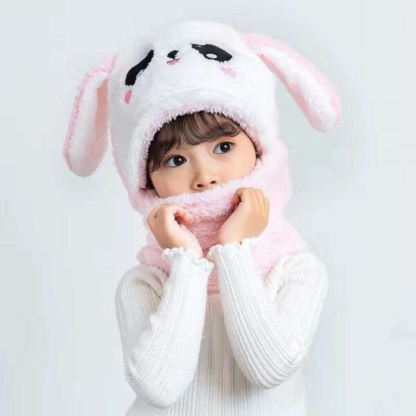 New Autumn and Winter Cute Children Cartoon Scarf Hat Two-piece Double Fleece Warmth Hat 6