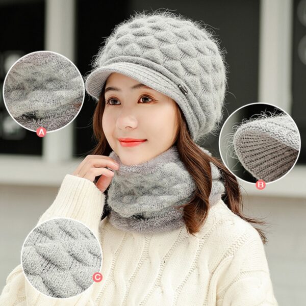 Autumn Winter Beanies Warm Wool Siamese Bib Hat 6