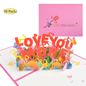 10 Packs 3D LOVE Pop-Up Valentines Cards with Envelopes