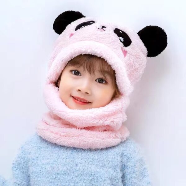 New Autumn and Winter Cute Children Cartoon Scarf Hat Two-piece Double Fleece Warmth Hat 3