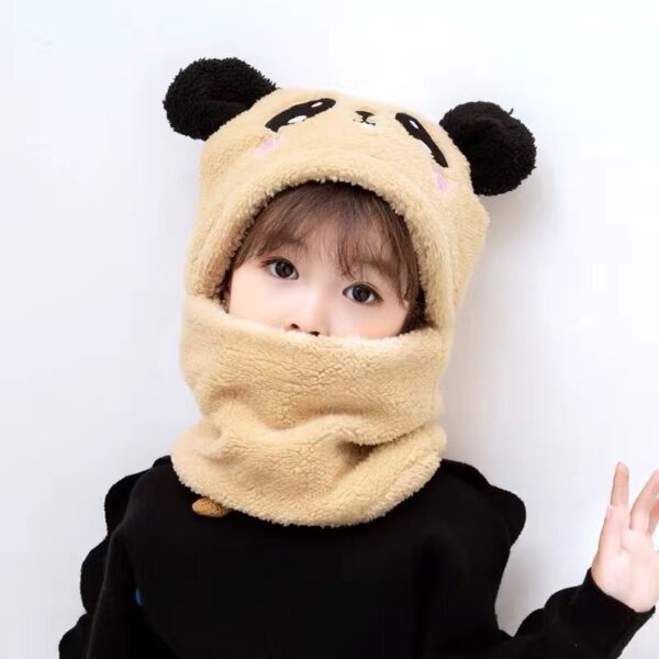 New Autumn and Winter Cute Children Cartoon Scarf Hat Two-piece Double Fleece Warmth Hat 4