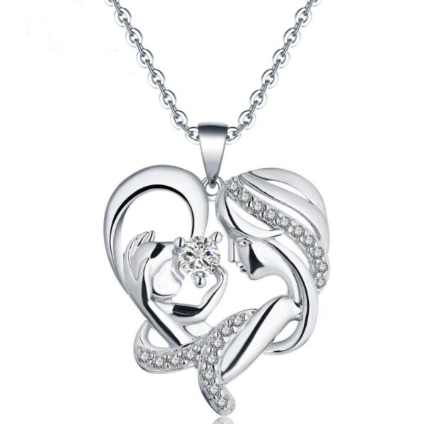 Mother's Day Heart Shaped Zircon Necklace Mom and Baby 2