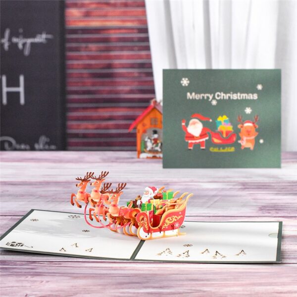 10 Packs Pop-up Card 3D Merry Xmas Greeting Cards 4