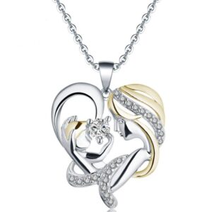 Mother's Day Heart Shaped Zircon Necklace Mom and Baby 1