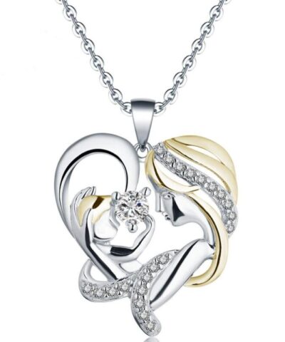 Mother’s Day Heart Shaped Zircon Necklace Mom and Baby
