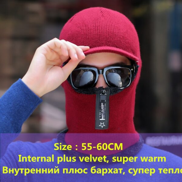 Winter Skullies Wool Knitted Cap with Mask 2