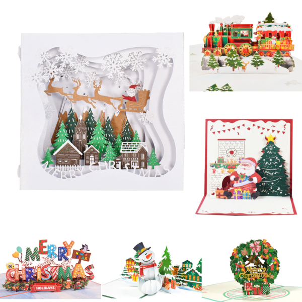 Christmas Cards Santa Ride Xmas Winter Holiday Greeting Cards with Envelopes 1