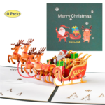 10 Packs Pop-up Card 3D Merry Xmas Greeting Cards