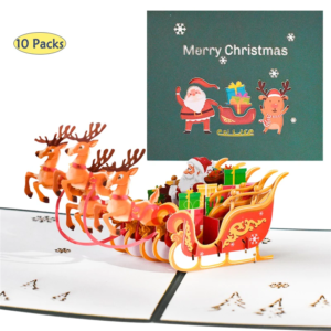 10 Packs Pop-up Card 3D Merry Xmas Greeting Cards