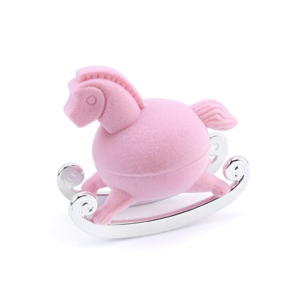 Cute Pink Pony Shape Velvet Jewelry Gift Box 6