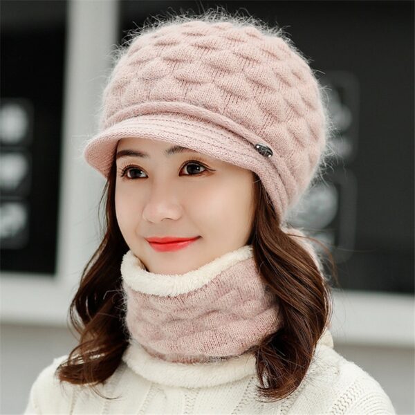 Autumn Winter Beanies Warm Wool Siamese Bib Hat 3