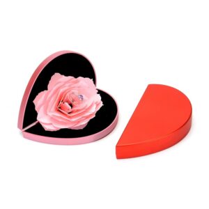 Heart Shaped 3D Rose Rotating Ring Box Creative Rose Flower Proposal Ring Box For Couples 1