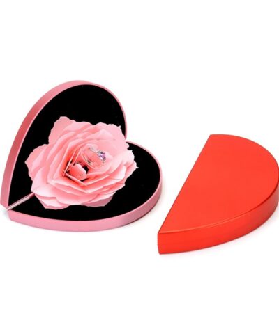 Heart Shaped 3D Rose Rotating Ring Box Creative Rose Flower Proposal Ring Box For Couples