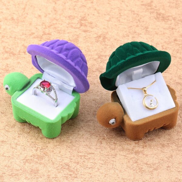 2 Pieces Lovely Velvet Tortoise Gift Box Jewelry Case 3