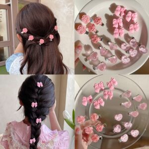 New Small Bow Hairpins Cute Peach Rose Hair Clips 1