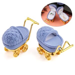 1 Piece Lovely Baby Carriage Velvet Jewelry Box Wedding Ring Gift Box 1