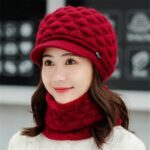 Autumn Winter Beanies Warm Wool Siamese Bib Hat