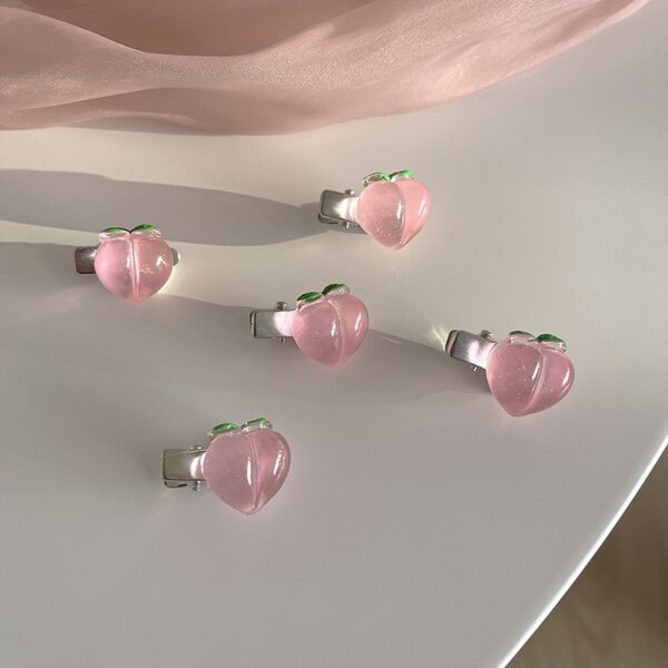 New Small Bow Hairpins Cute Peach Rose Hair Clips 5