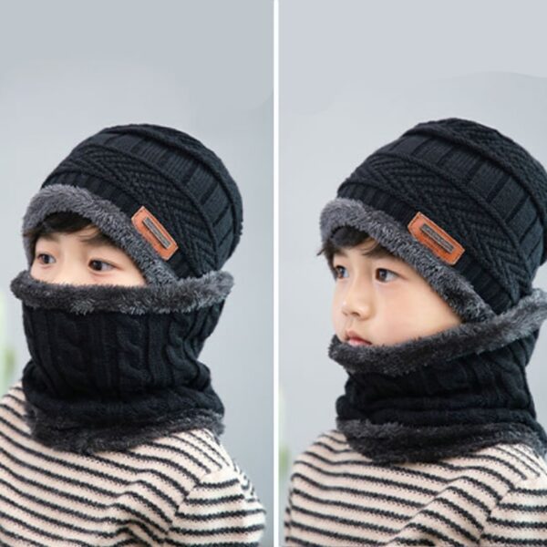 Winter Knit Beanie Newest Cap Scarf Set with Thick Fleece Lined Winter Kids 5