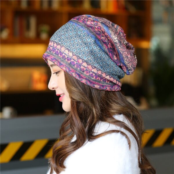 Summer Autumn Thin Flower Beanies For Women Headgear Turban Hats 1