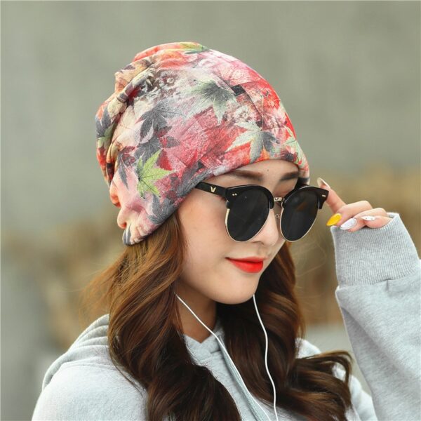 Summer Autumn Thin Flower Beanies For Women Headgear Turban Hats 4