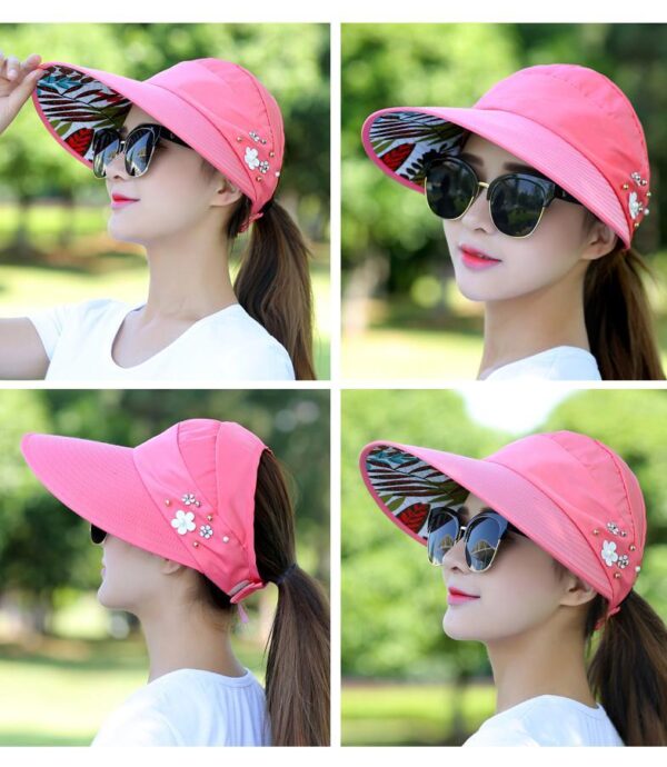 Summer Hat Pearl Packable Sun Visor Hat with Wide Brim 1