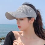 New Long Brim Ponytail Baseball Cap Casual Hollow Out Breathable Empty Top Hat
