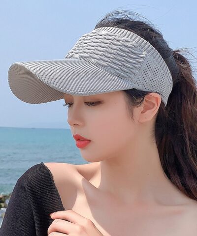 New Long Brim Ponytail Baseball Cap Casual Hollow Out Breathable Empty Top Hat