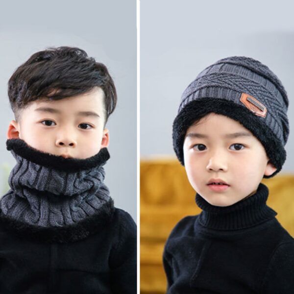 Winter Knit Beanie Newest Cap Scarf Set with Thick Fleece Lined Winter Kids 6