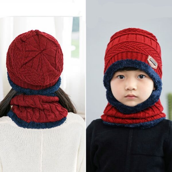 Winter Knit Beanie Newest Cap Scarf Set with Thick Fleece Lined Winter Kids 4