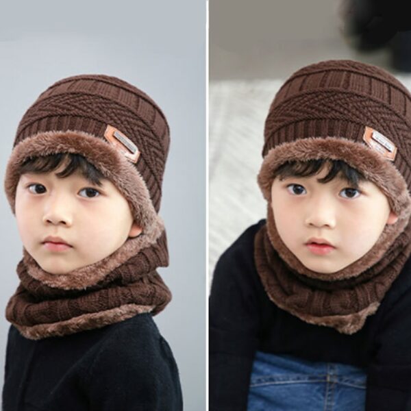 Winter Knit Beanie Newest Cap Scarf Set with Thick Fleece Lined Winter Kids 3