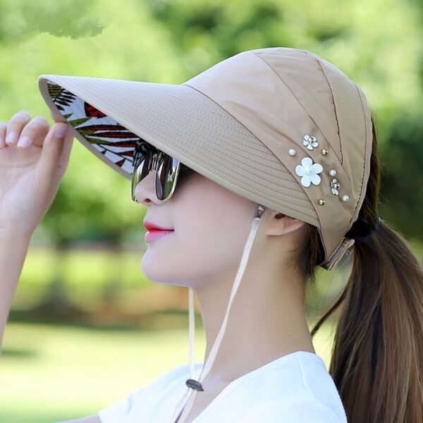 Summer Hat Pearl Packable Sun Visor Hat with Wide Brim 4