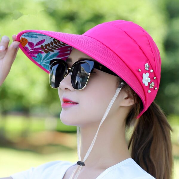 Summer Hat Pearl Packable Sun Visor Hat with Wide Brim 3