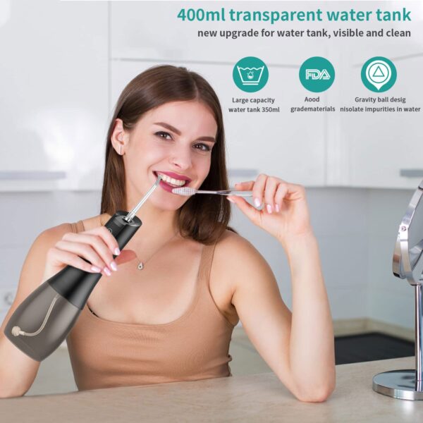 Oral Irrigator Portable Water Flosser Rechargeable 5 Modes IPX7 400ML Dental Water Jet for Cleaning Teeth 3