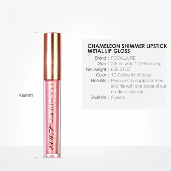 Waterproof Liquid Lipstick Chameleon Shimmer Lipstick Metal Lip Gloss 6