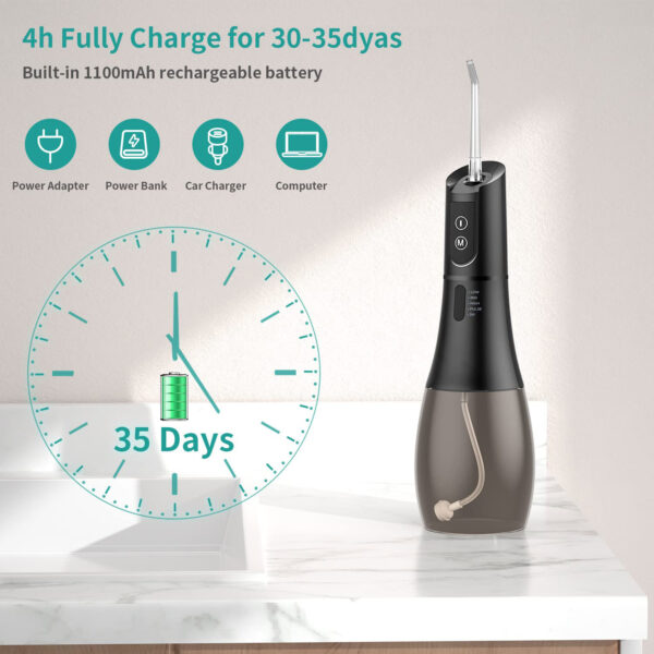 Oral Irrigator Portable Water Flosser Rechargeable 5 Modes IPX7 400ML Dental Water Jet for Cleaning Teeth 4