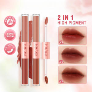 2 In 1 Dual-head Velvet Matte Lipstick High Pigment Long-lasting Silky Lightweight Waterproof