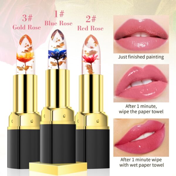 Temperature Color Changing Crystal Jelly Flower Lipstick Long Lasting 2