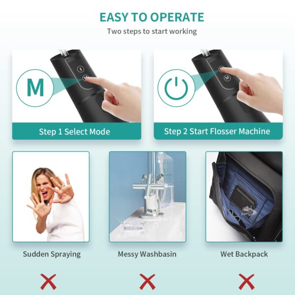Oral Irrigator Portable Water Flosser Rechargeable 5 Modes IPX7 400ML Dental Water Jet for Cleaning Teeth 6