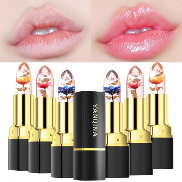 Temperature Color Changing Crystal Jelly Flower Lipstick Long Lasting 1