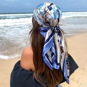Silk Scarf Headwrap For Women Vintage Four Seasons Hair Scarves 90*90cm 1