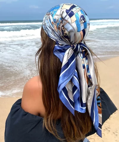 Silk Scarf Headwrap For Women Vintage Four Seasons Hair Scarves 90*90cm